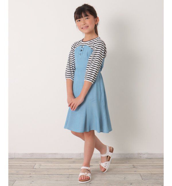 ikka kids「ボーダー7分Tドッキングワンピース（120~160cm）」|スカート|