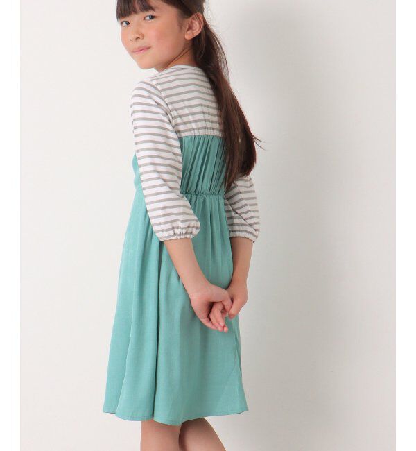 ikka kids「ボーダー7分Tドッキングワンピース（120~160cm）」|スカート|