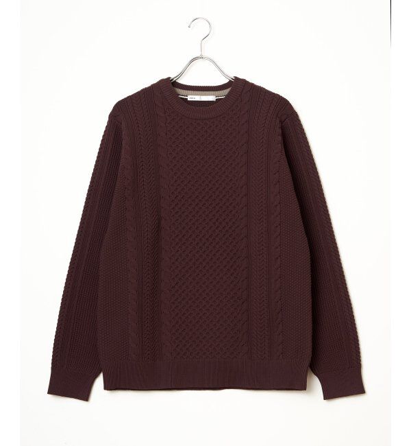 ikka「GOKUラクニットアランケーブル」|プルオーバー|