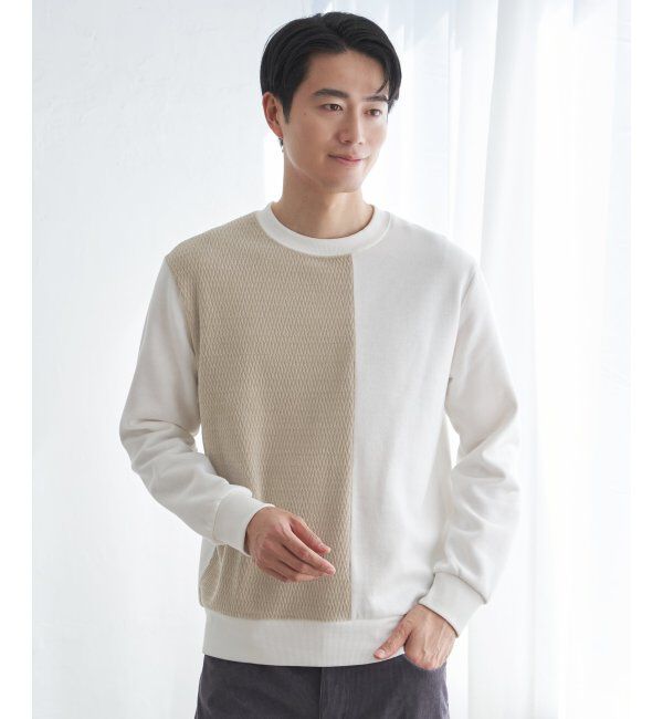 ikka「モール切り替え裏起毛プルオーバー」|パーカー|