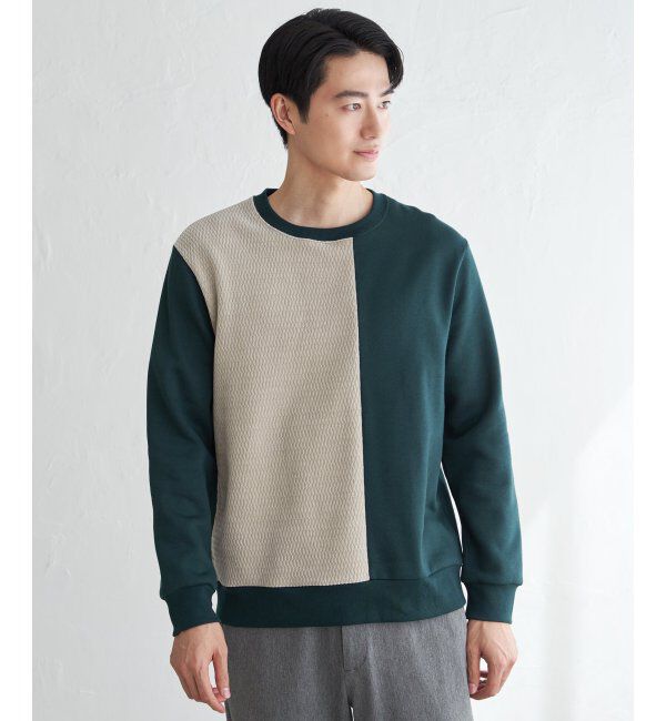 ikka「モール切り替え裏起毛プルオーバー」|パーカー|