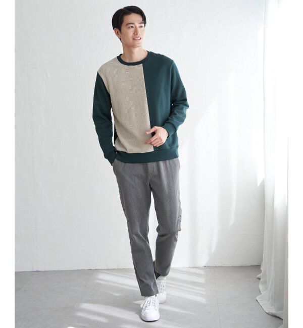 ikka「モール切り替え裏起毛プルオーバー」|パーカー|