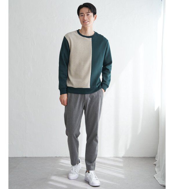 ikka「モール切り替え裏起毛プルオーバー」|パーカー|