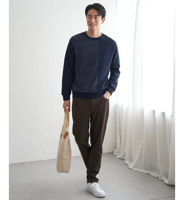 ikka「モール切り替え裏起毛プルオーバー」|パーカー|