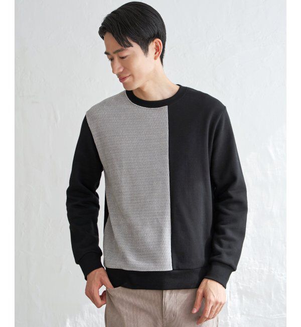 ikka「モール切り替え裏起毛プルオーバー」|パーカー|