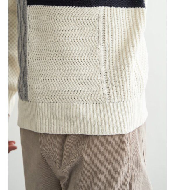 ikka「ブロックスクルーネックニット」|プルオーバー|