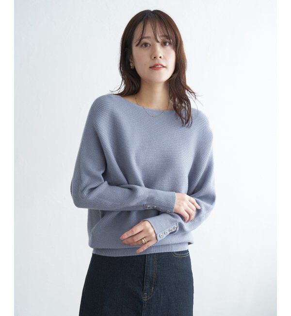 IKKA LOUNGE「横リブドルマンラメニットプルオーバー」|プルオーバー|サックスブルー