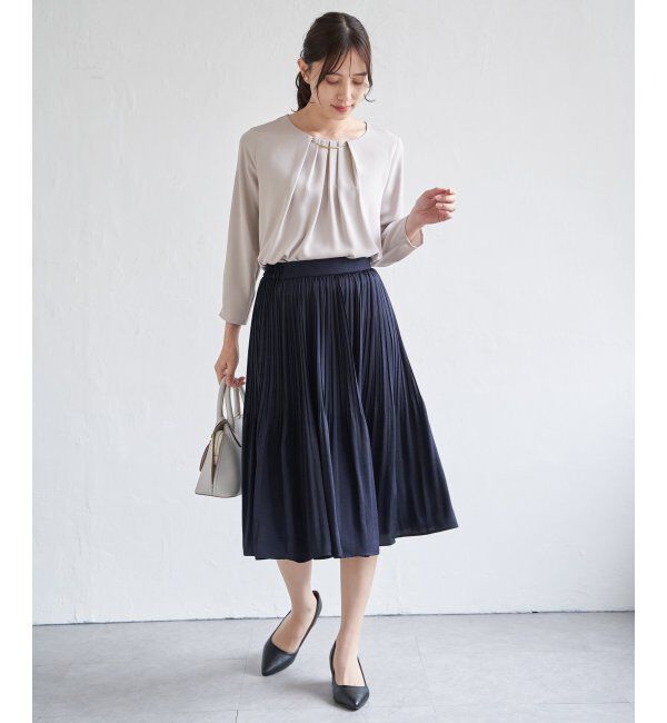 IKKA LOUNGE「サテンプリーツスカート」|スカート|