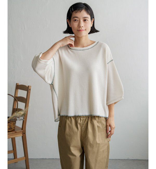 Lbc with Life「ワッフルカラーステッチプルオーバー」|その他|オフホワイト