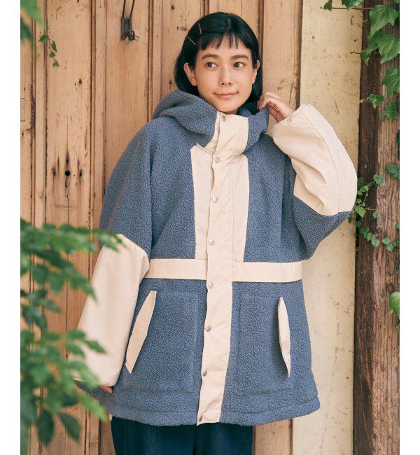 Lbc with Life「ボアナイロンフードミドルアウター」|その他|ブルー