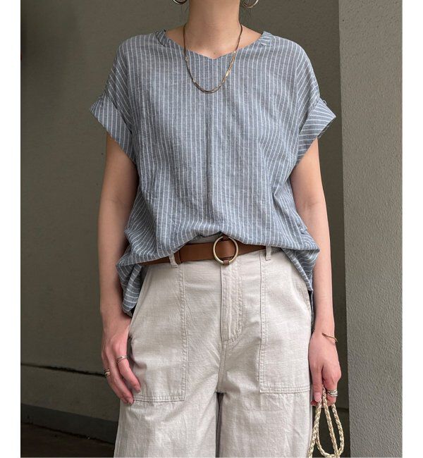 Lbc with Life「コットンPU袖ロールアップブラウス」|シャツ・ブラウス|