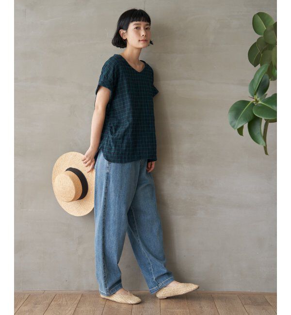 Lbc with Life「コットンPU袖ロールアップブラウス」|シャツ・ブラウス|