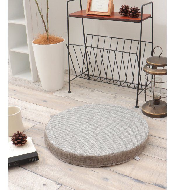 Lbc with Life「ベロアコンビシートクッション ラウンド H4cm」|クッション・クッションカバー|グレー