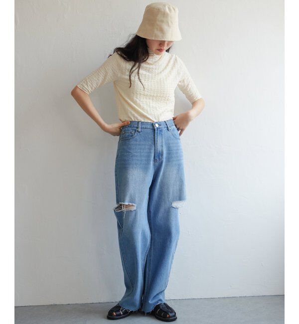 VENCE share style「フクレジャガード5分袖プルオーバー」|Tシャツ・カットソー|