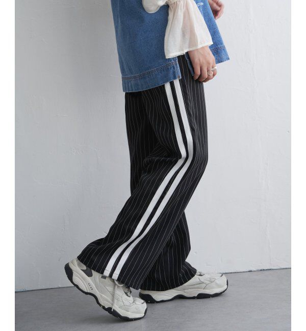 VENCE share style「【セットアップ対応】ピンストライプストレートパンツ」|デニム|ブラック