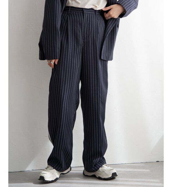 VENCE share style「【セットアップ対応】ピンストライプストレートパンツ」|デニム|ネイビー