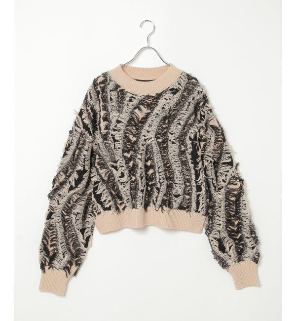 VENCE share style「ミックスフリンジプルオーバー」|ニット・セーター|