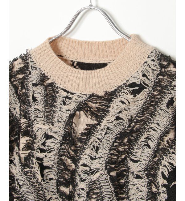 VENCE share style「ミックスフリンジプルオーバー」|ニット・セーター|