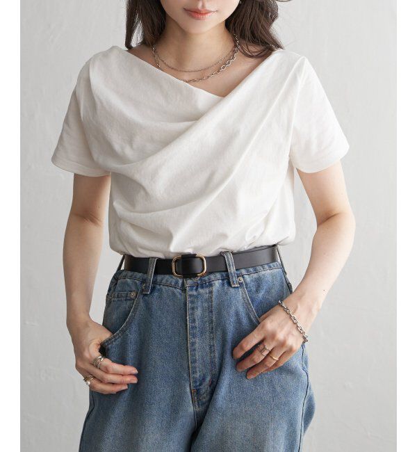 VENCE share style「綿天竺半袖ドレープTシャツ」|Tシャツ・カットソー|