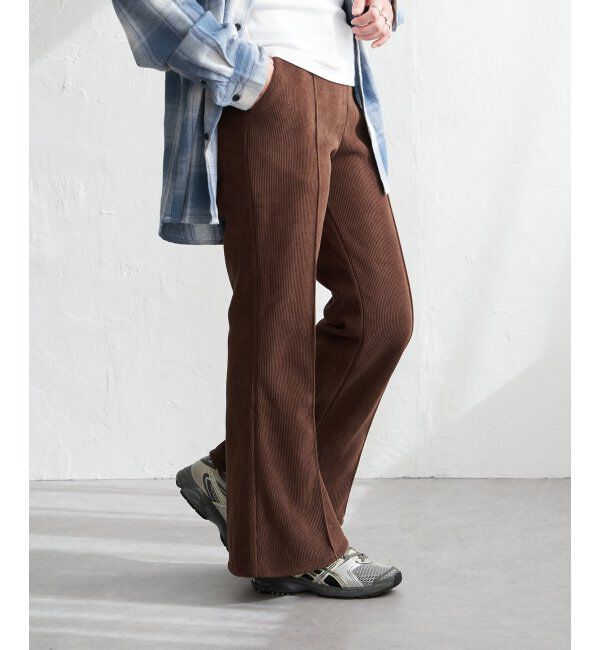 VENCE share style「コーデユロイ裏フリースフレアパンツ」|その他|ブラウン