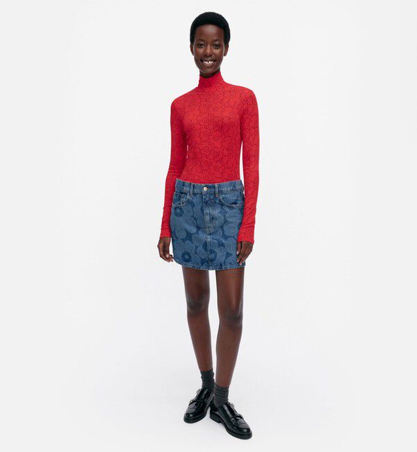 Marimekko「Maridenim Ruudut Unikko スカート」|スカート|ミッドインディゴ