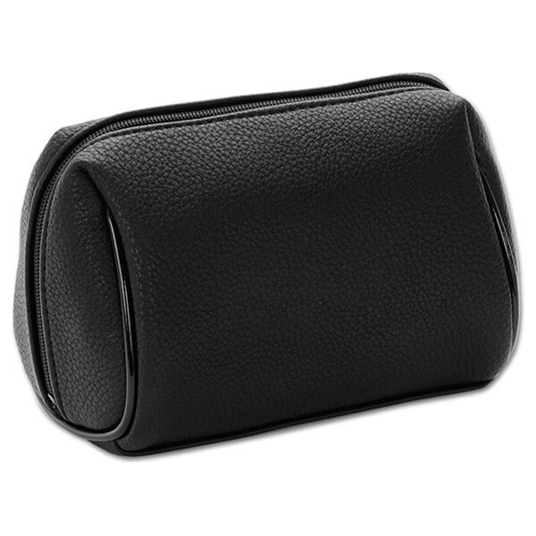  「マリークヮント シュリンクデイジーパッチ オーバルポーチ ブラック 本体 (H10&times;W15&times;D8cm)」|コスメ雑貨|