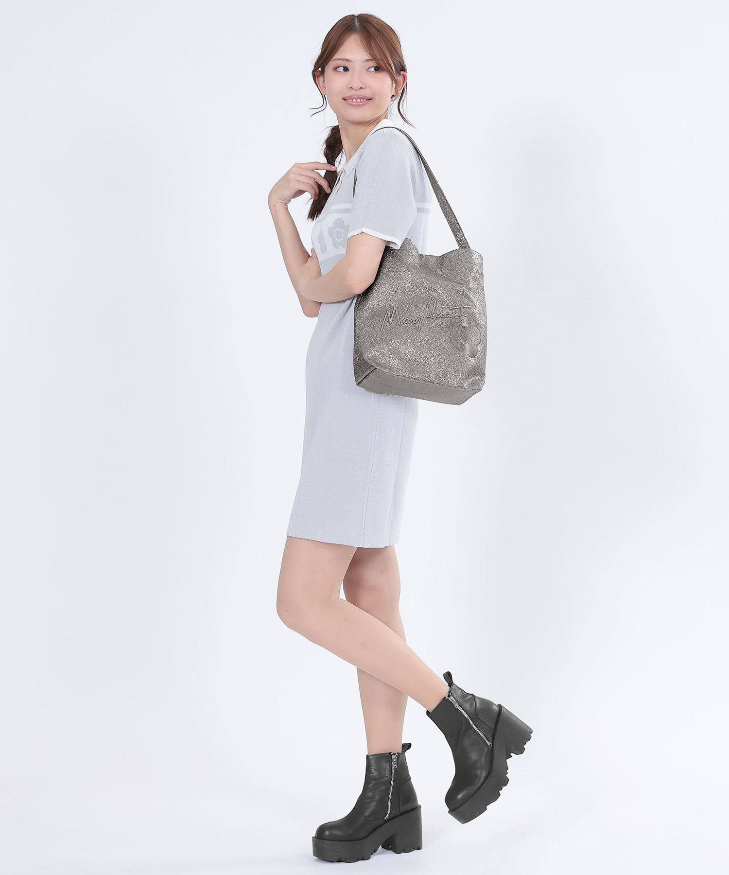 MARY QUANT「メタリックワンハンドル トート」|トートバッグ|