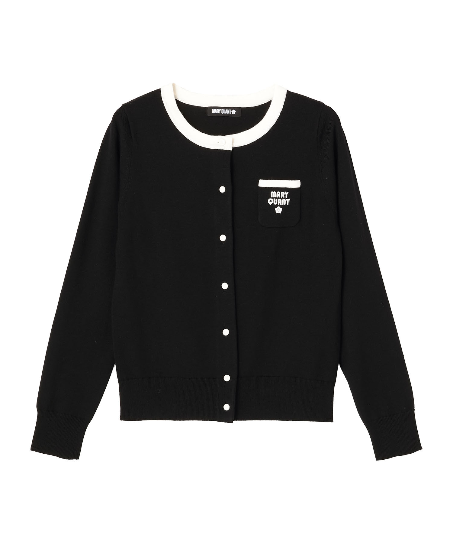 MARY QUANT「レトロロゴバイカラー カーディガン」|カーディガン|ブラック
