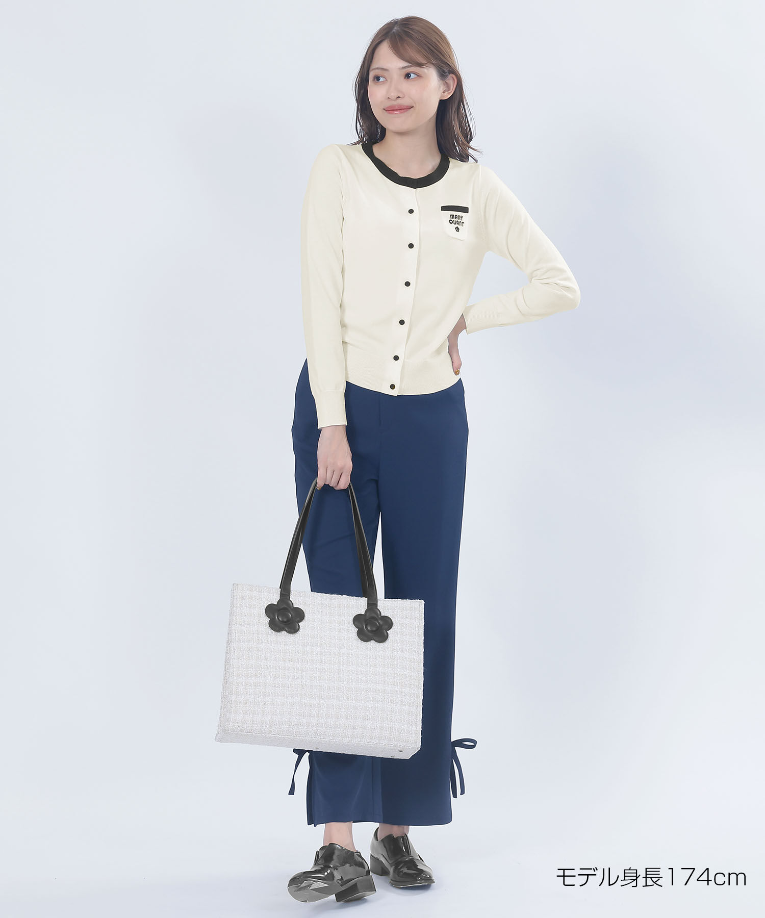 MARY QUANT「レトロロゴバイカラー カーディガン」|カーディガン|