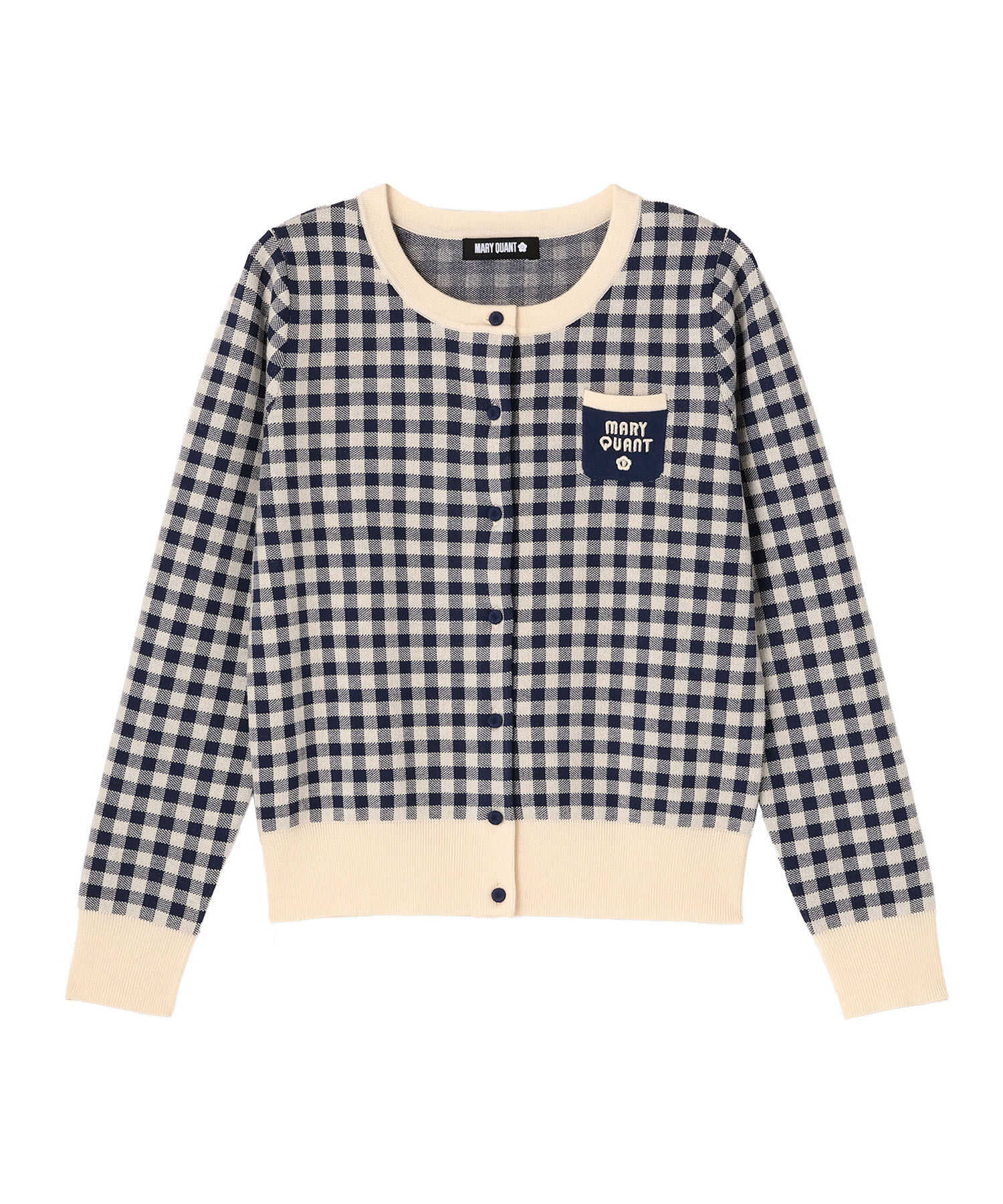 MARY QUANT「レトロロゴバイカラー カーディガン」|カーディガン|ブルー