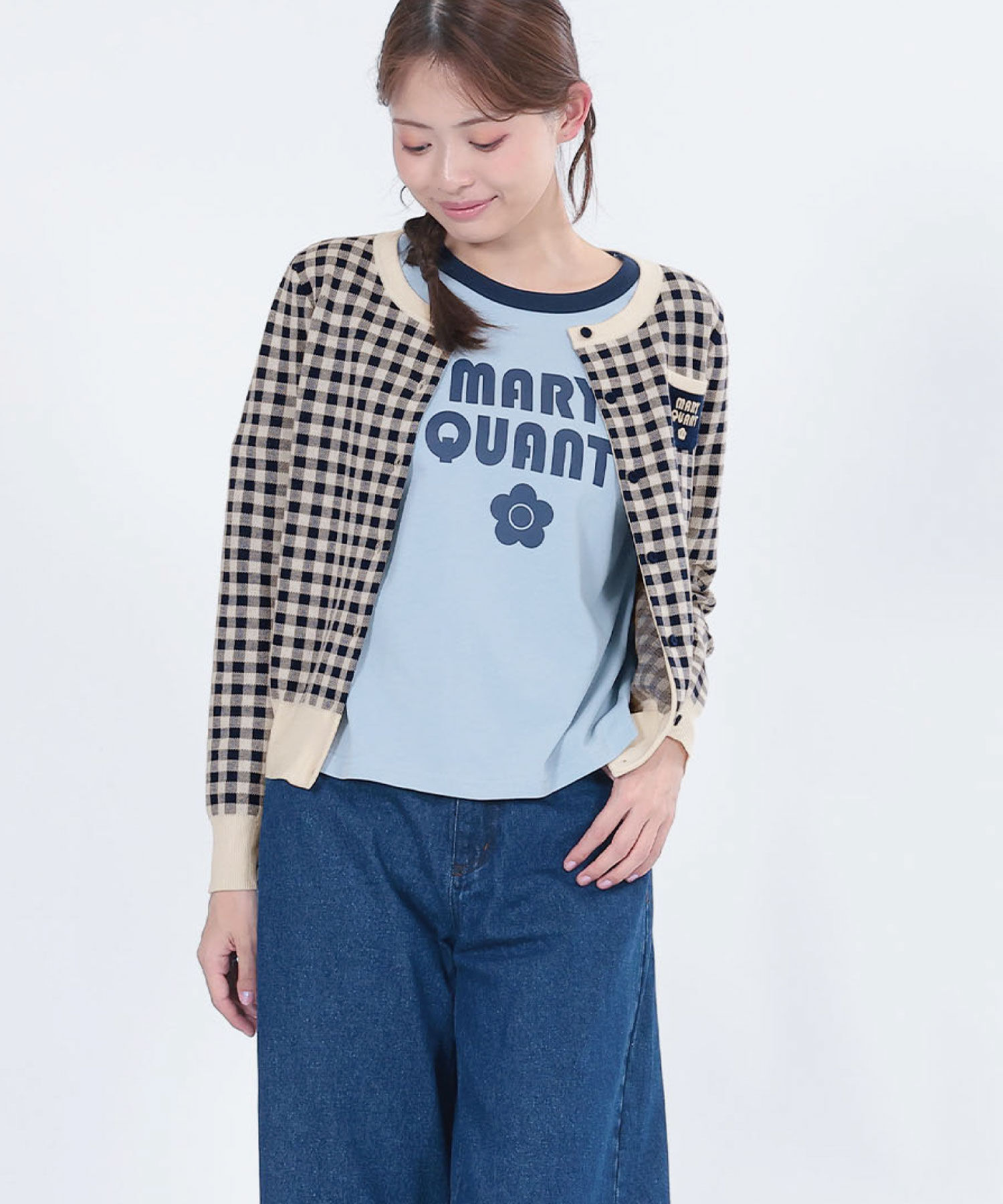 MARY QUANT「レトロロゴバイカラー カーディガン」|カーディガン|