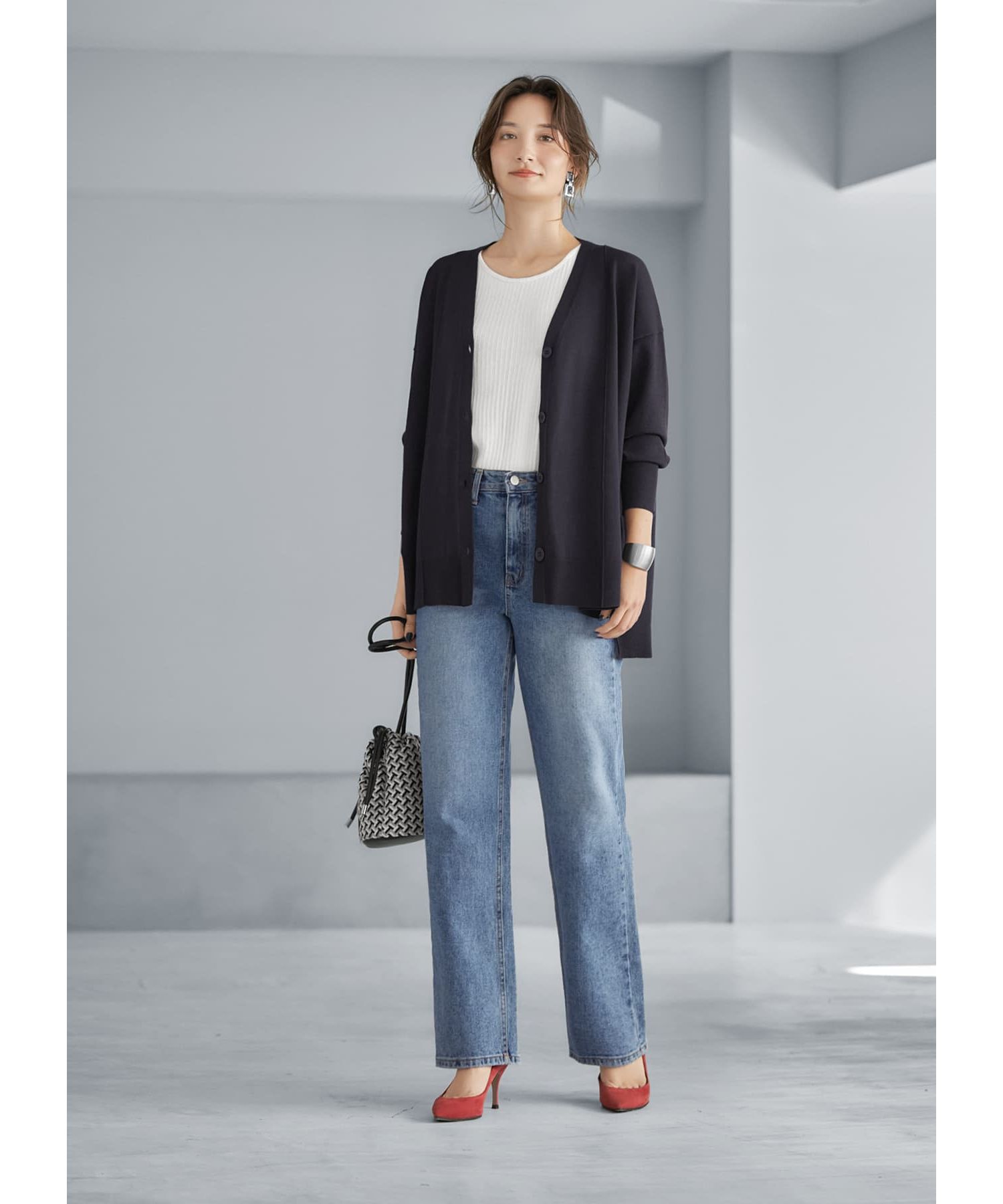 STYLE DELI「切替ワイドカーディガンB」|ニット・セーター|