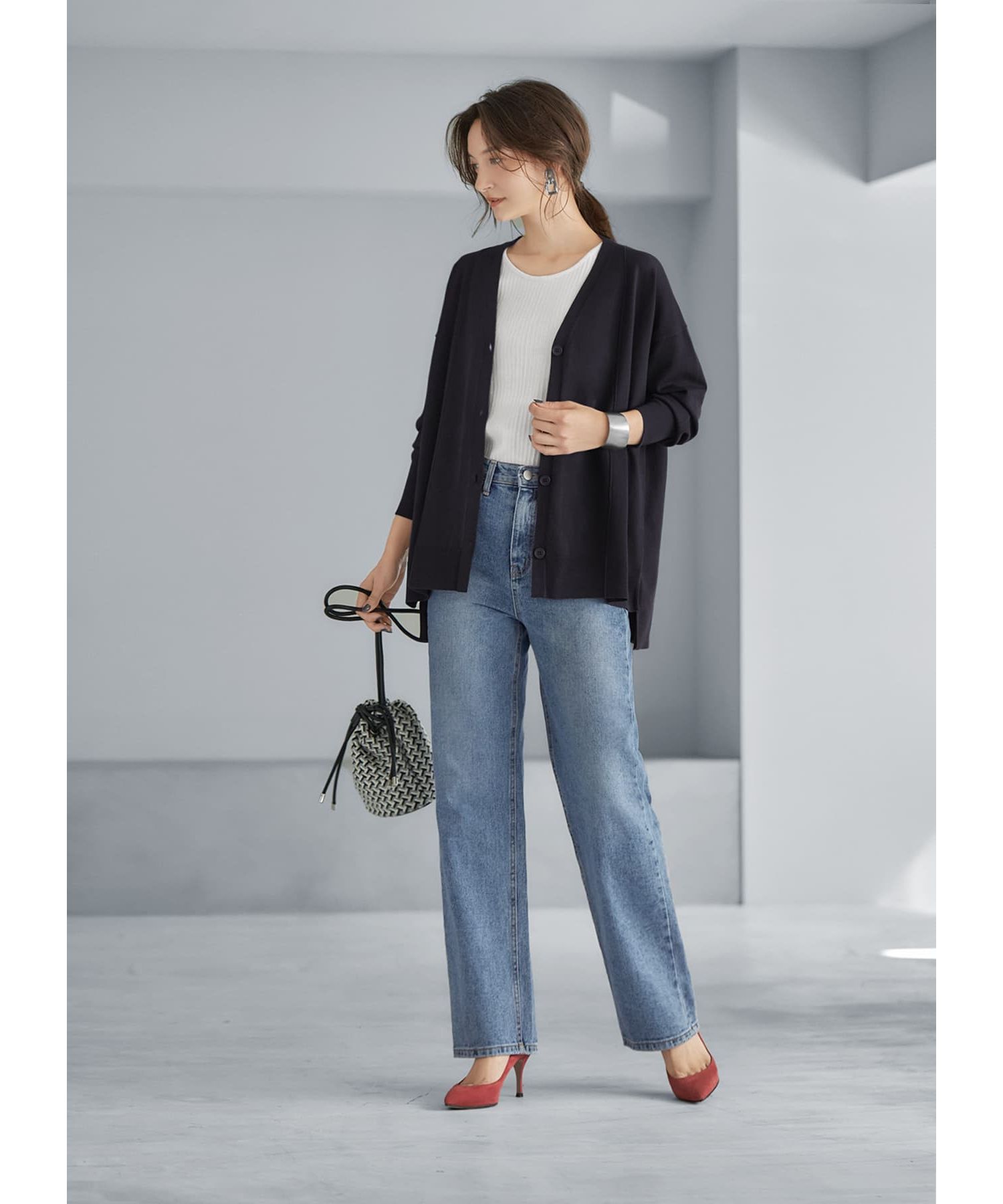 STYLE DELI「切替ワイドカーディガンB」|ニット・セーター|