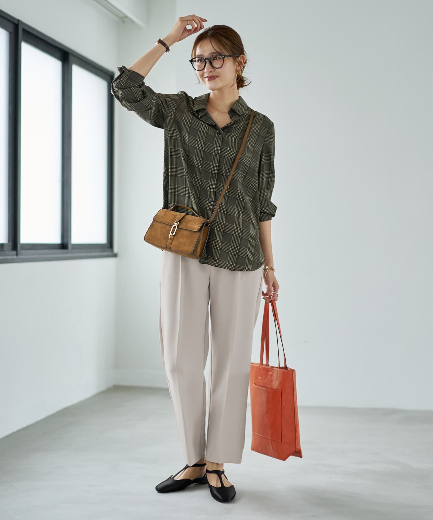 STYLE DELI「【LUXE】マットサテンチェック柄シャツ」|シャツ・ブラウス|