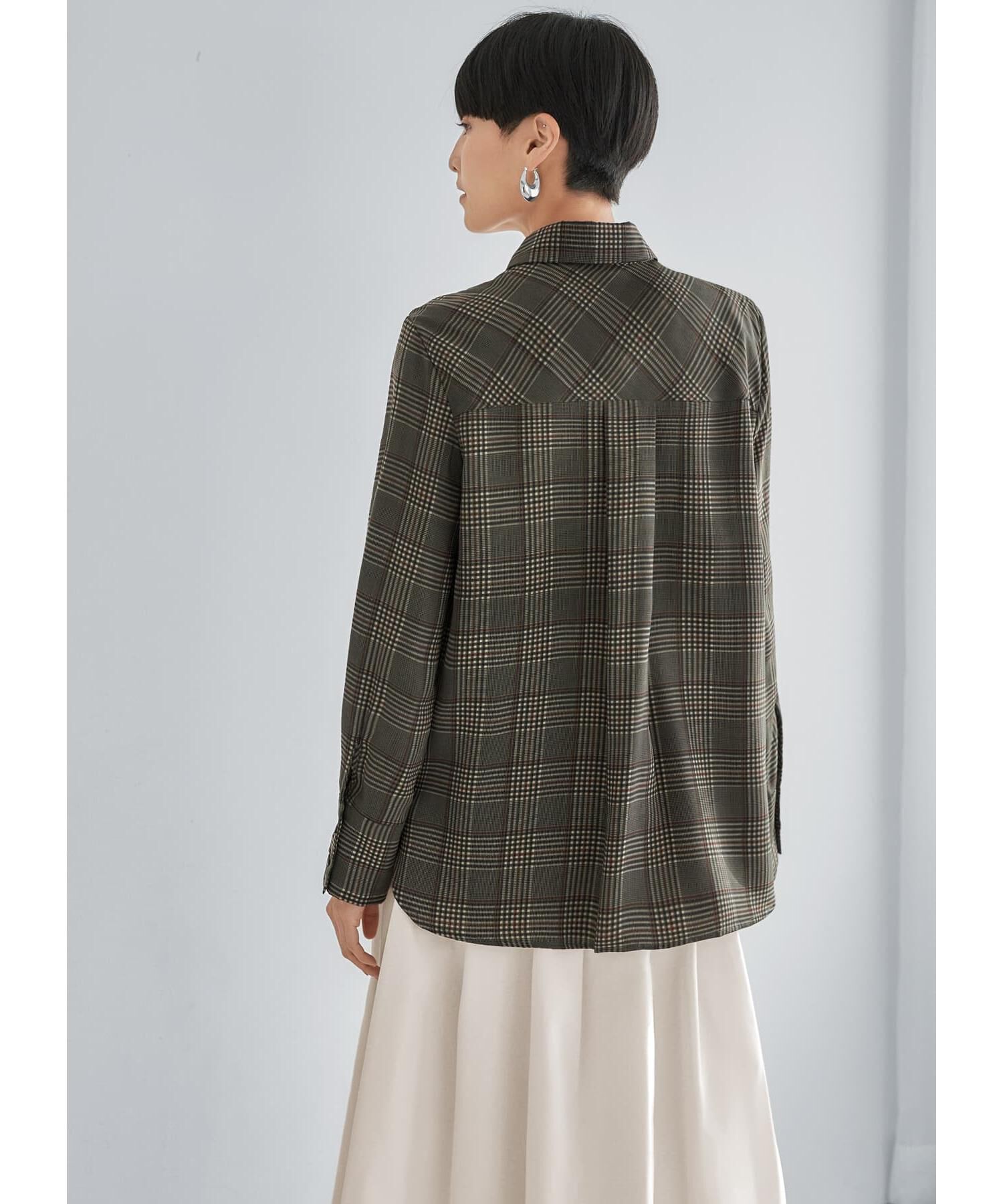 STYLE DELI「【LUXE】マットサテンチェック柄シャツ」|シャツ・ブラウス|