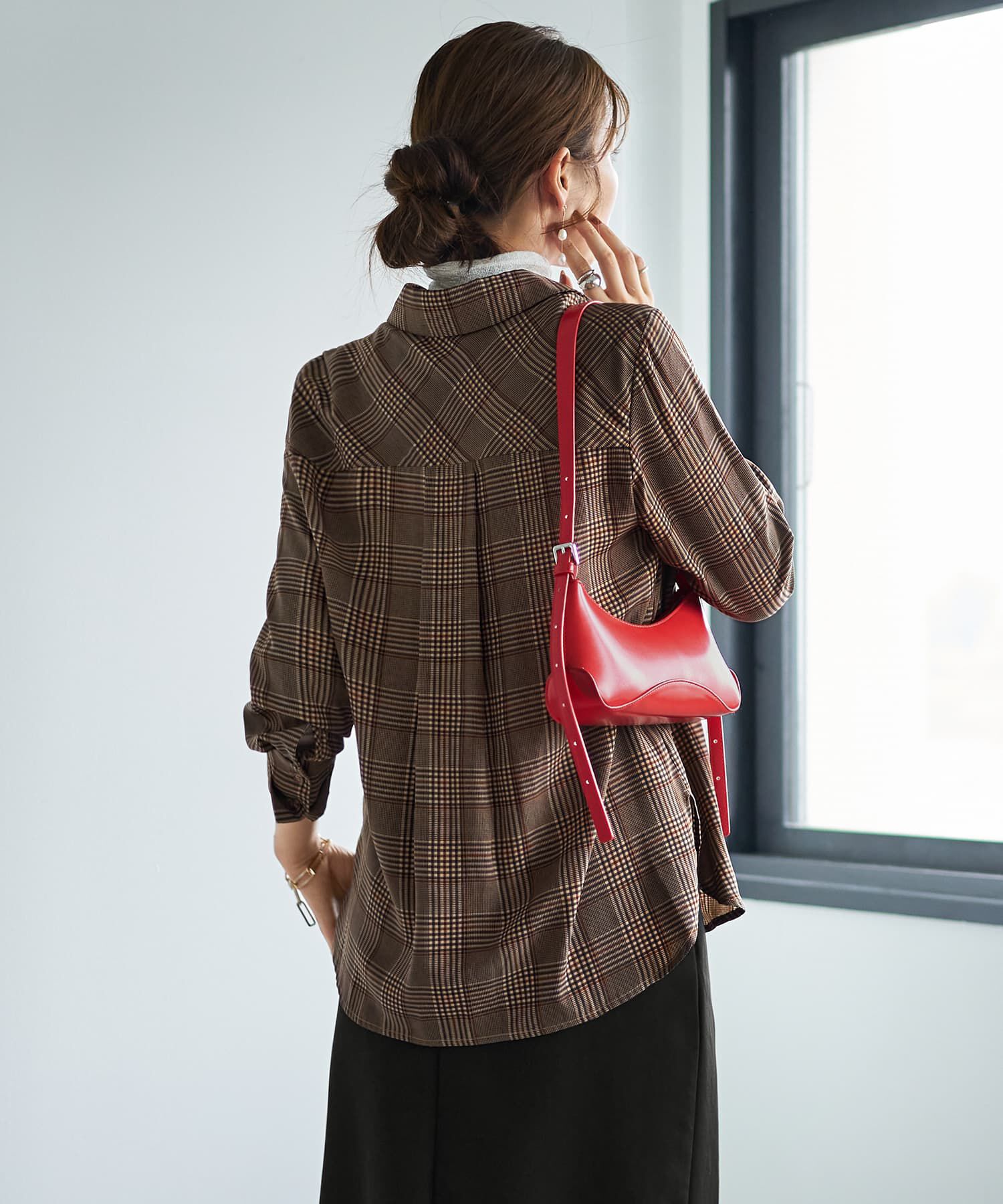 STYLE DELI「【LUXE】マットサテンチェック柄シャツ」|シャツ・ブラウス|