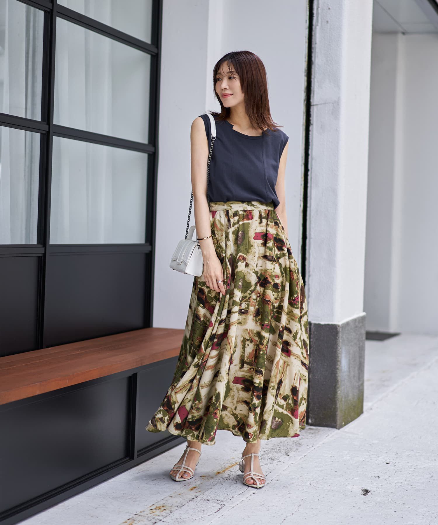 STYLE DELI「アート柄ロングサーキュラースカート」|スカート|