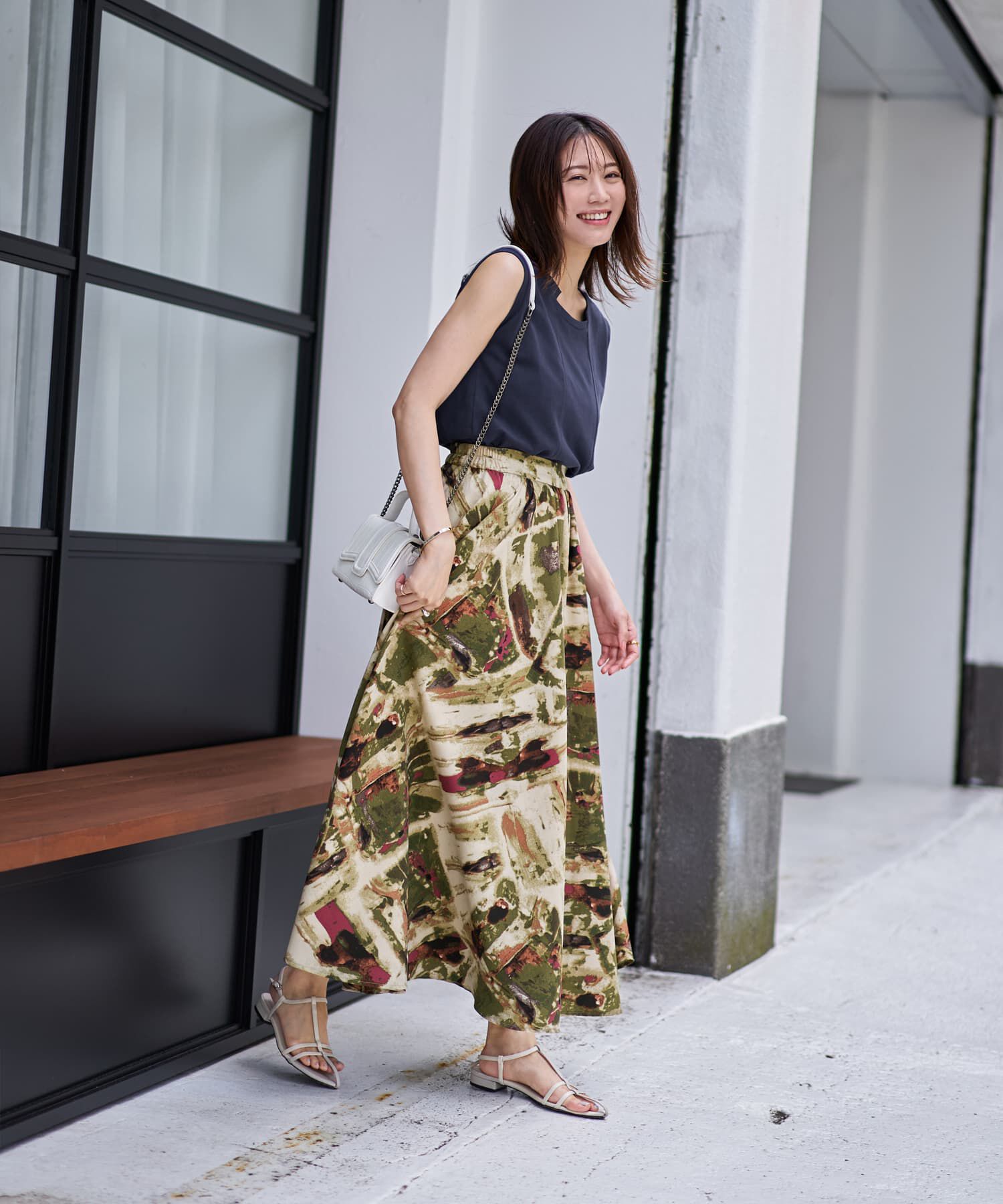 STYLE DELI「アート柄ロングサーキュラースカート」|スカート|