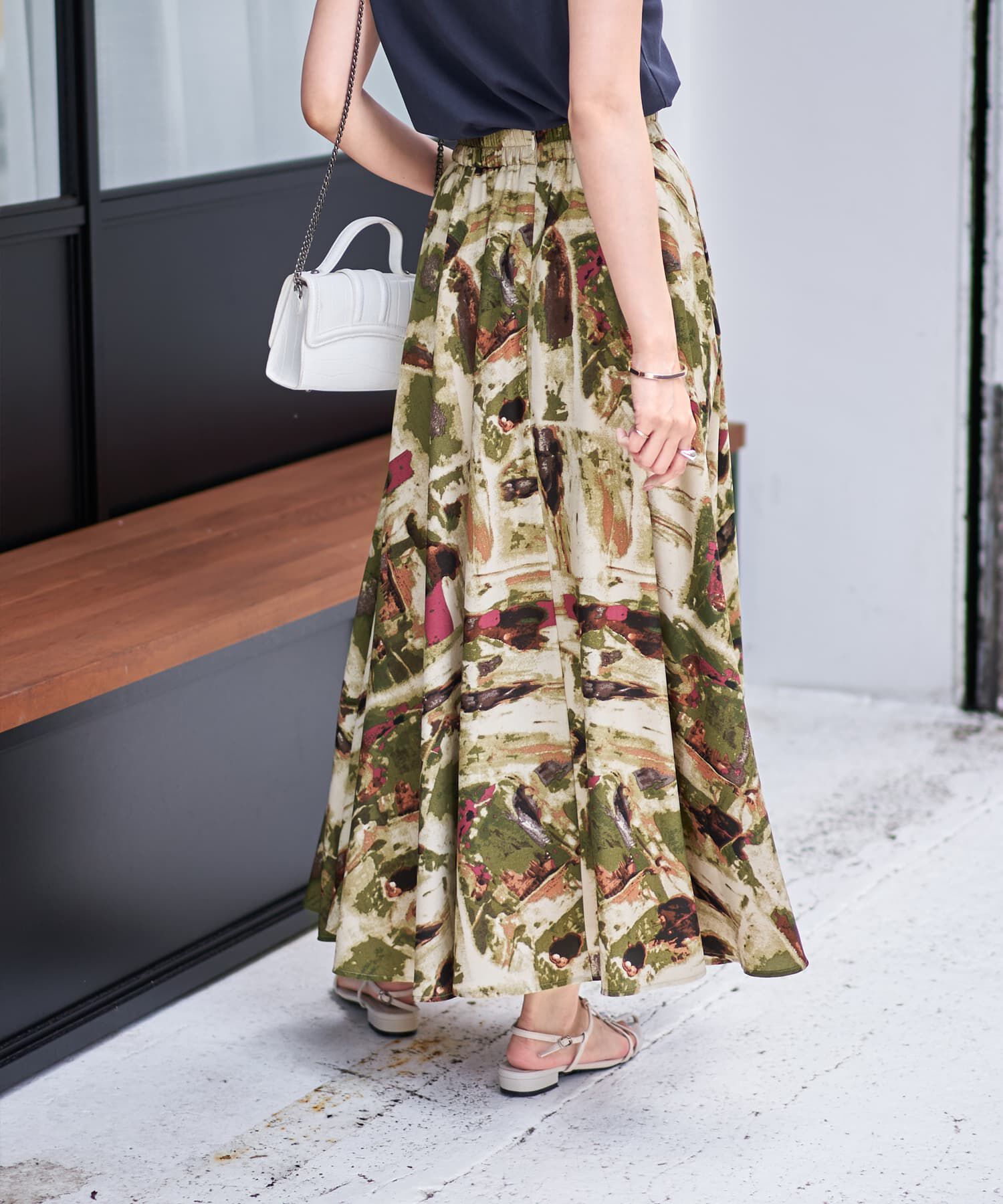 STYLE DELI「アート柄ロングサーキュラースカート」|スカート|