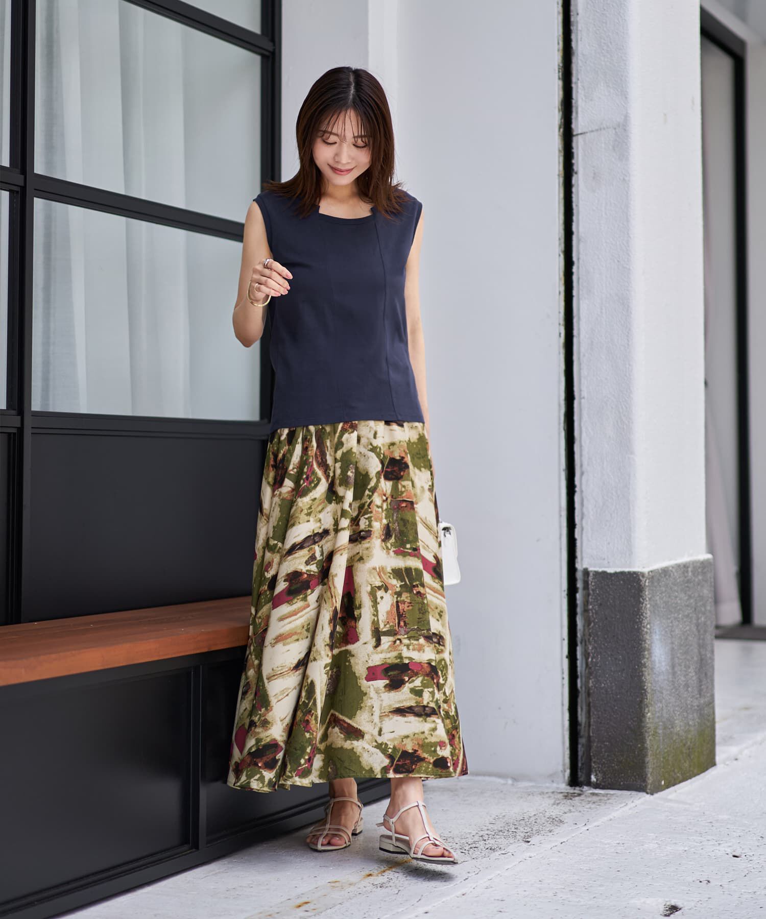 STYLE DELI「アート柄ロングサーキュラースカート」|スカート|