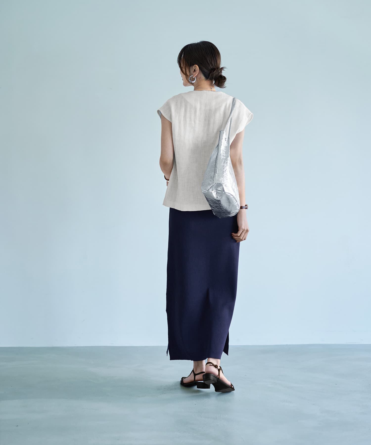 STYLE DELI「麻素材のベスト型サマージャケット」|ノーカラージャケット|