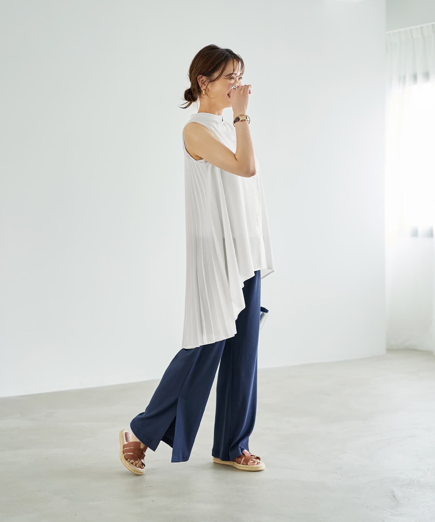 STYLE DELI「【Made in JAPAN】涼しい綿テレコ裾ベンツスリットパンツ」|その他|