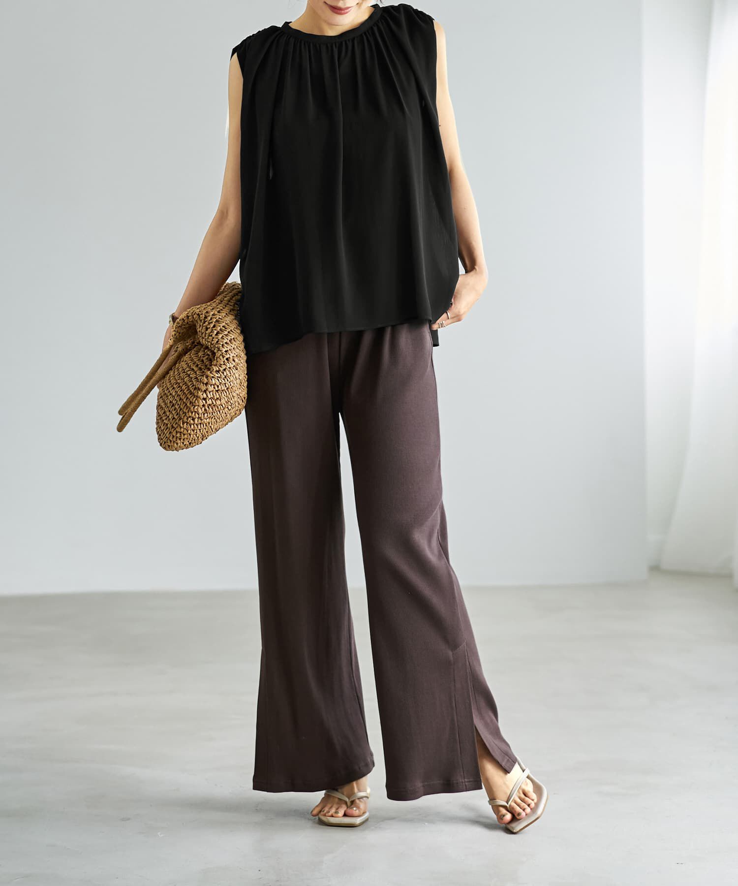 STYLE DELI「【Made in JAPAN】涼しい綿テレコ裾ベンツスリットパンツ」|その他|