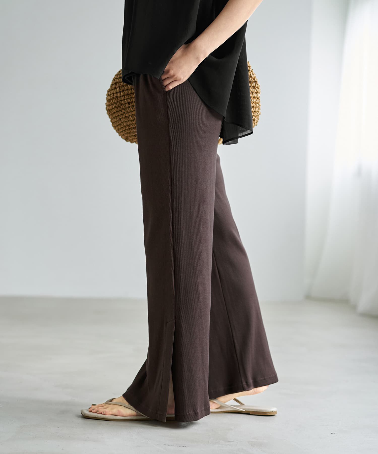 STYLE DELI「【Made in JAPAN】涼しい綿テレコ裾ベンツスリットパンツ」|その他|