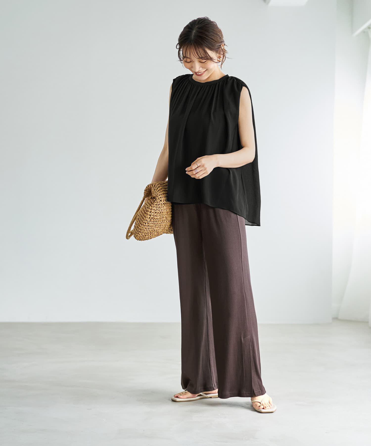 STYLE DELI「【Made in JAPAN】涼しい綿テレコ裾ベンツスリットパンツ」|その他|