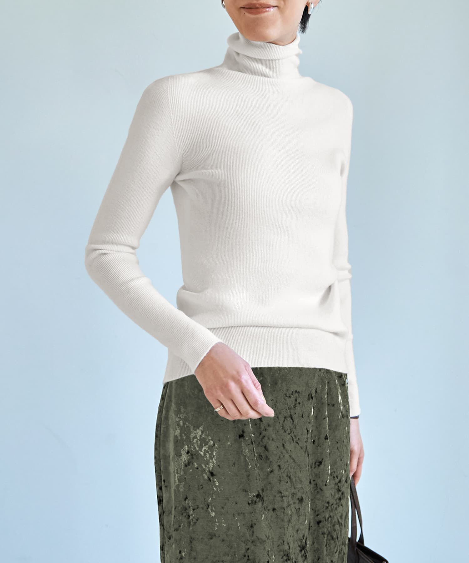 STYLE DELI「もっちりタートルリブニットトップス」|ニット・セーター|ホワイト