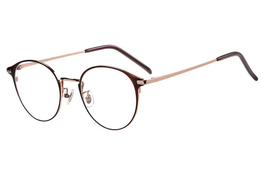  「[中顔面短縮みえメガネ]ボストン型 メガネ （レンズ交換券付き）メタルフレーム Zoff ブラックゴールド」|メガネ|