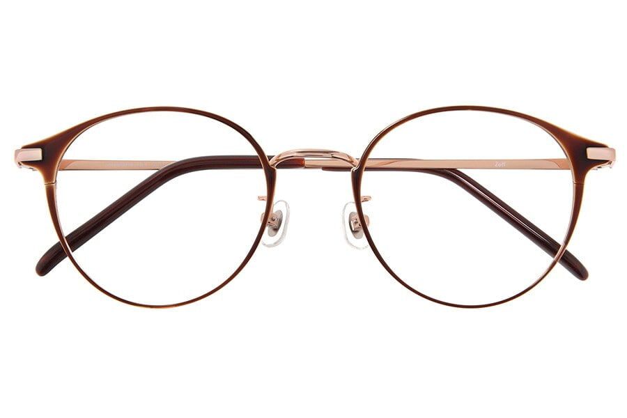  「[中顔面短縮みえメガネ]ボストン型 メガネ （レンズ交換券付き）メタルフレーム Zoff ブラックゴールド」|メガネ|