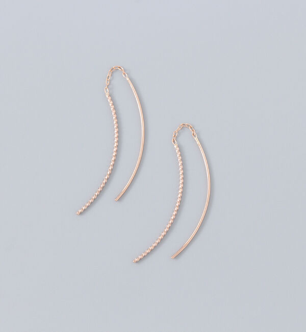 Phoebe「【K10】クロスラインアメリカンピアス　ローズゴールド／BOX付き」|ピアス|ローズゴールド