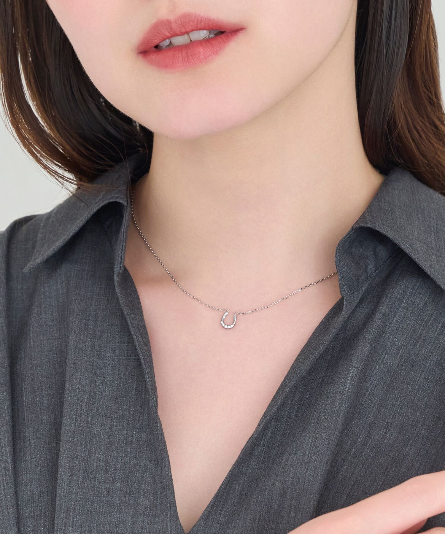 Phoebe「【金属アレルギー対応】リッチラインフォースシューネックレス　シルバー/サージカルステンレス」|ネックレス|